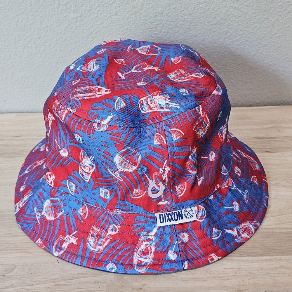 Dixxon Reversible Bucket Hat One Size Blue Or Drinking/Party. Red White Blue